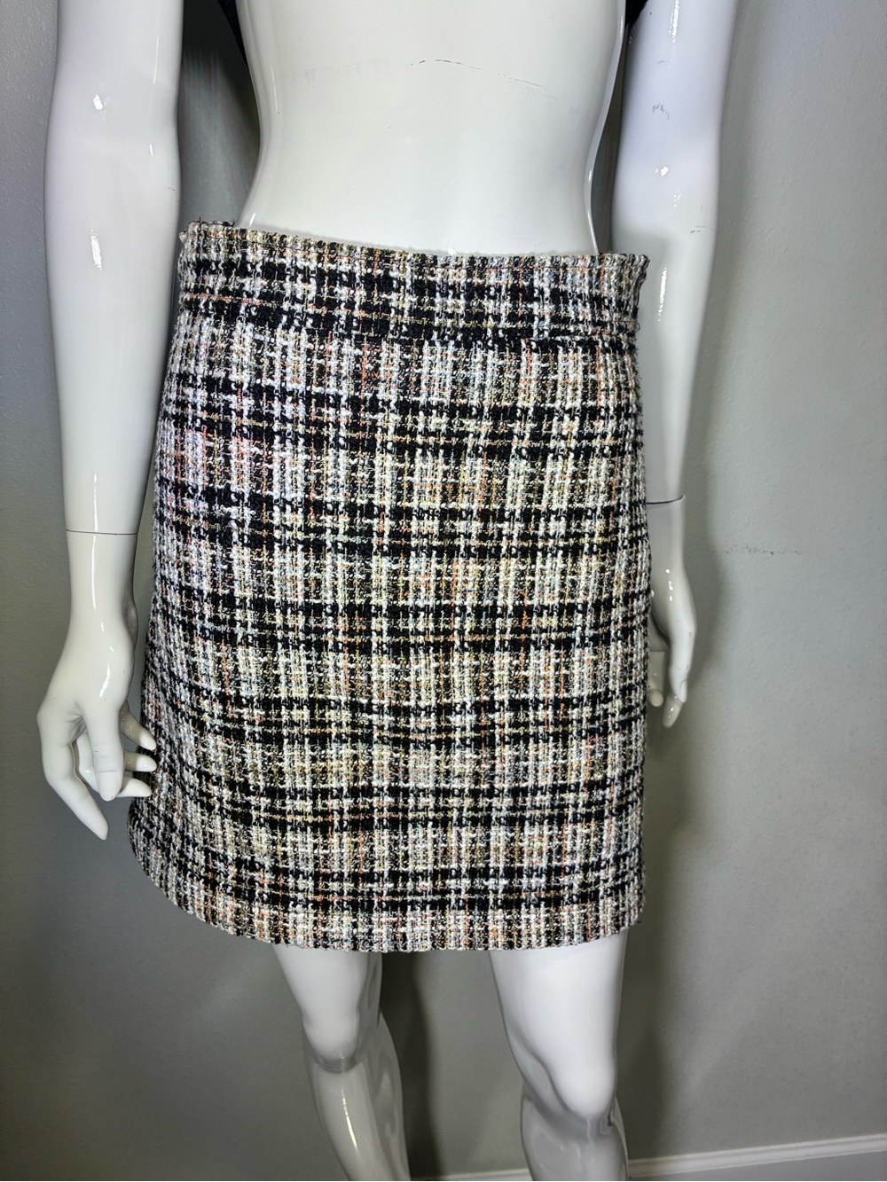 LOFT Black, Cream and Tan Tweed Mini Skirt